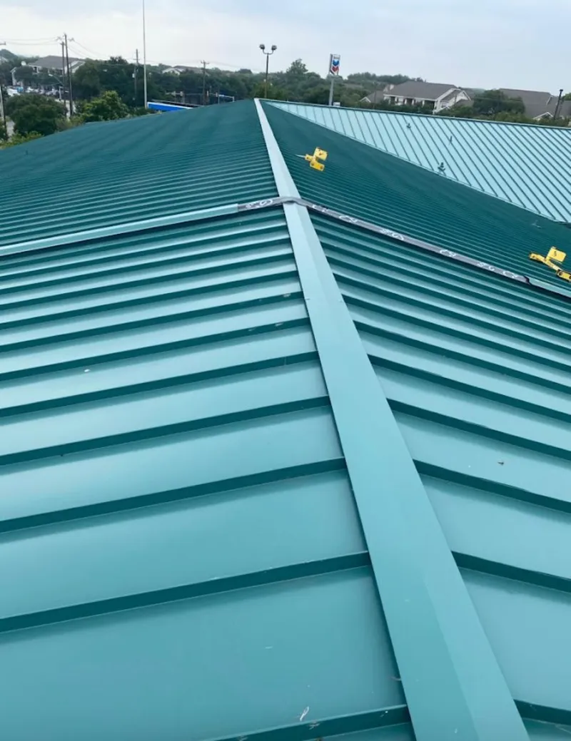 Green commercial metal roof ridge and valley for Metal Roof Repair in Brooksville